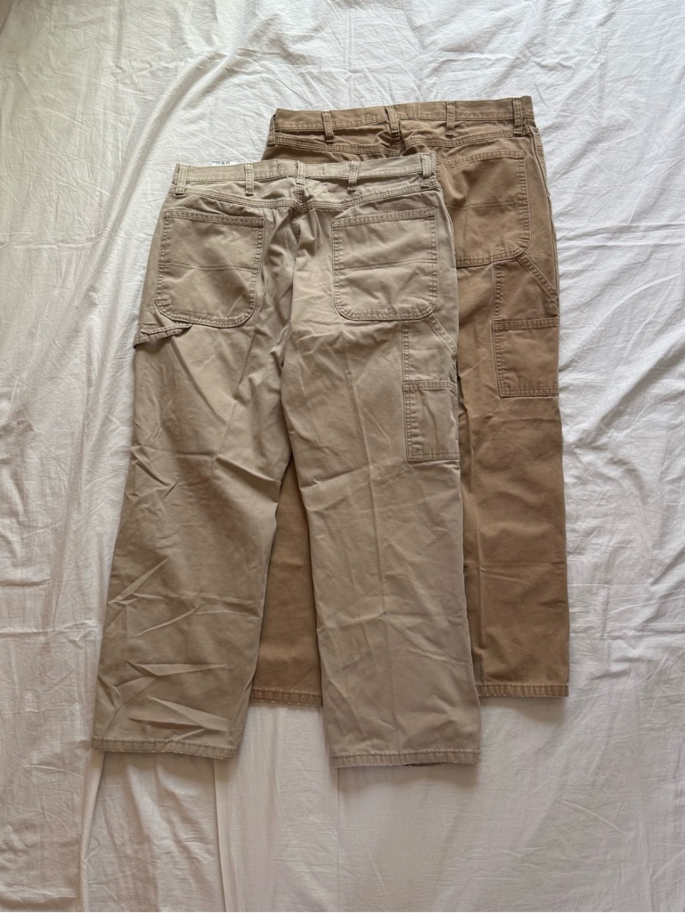 Wrangler 2 pack of carpenter pants tan/beige both 34x29